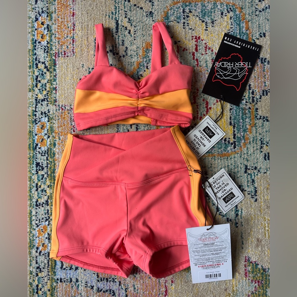 Tiger Friday Kids Dance Costume Set - Pink and Orange